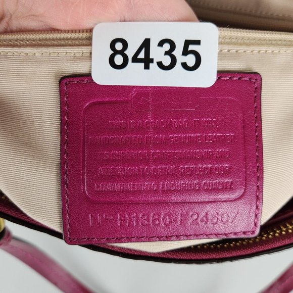 Coach Shoulder Bag Pink Patent Leather Peyton Op Art Embossed Jordan Carry All - Picture 6 of 16